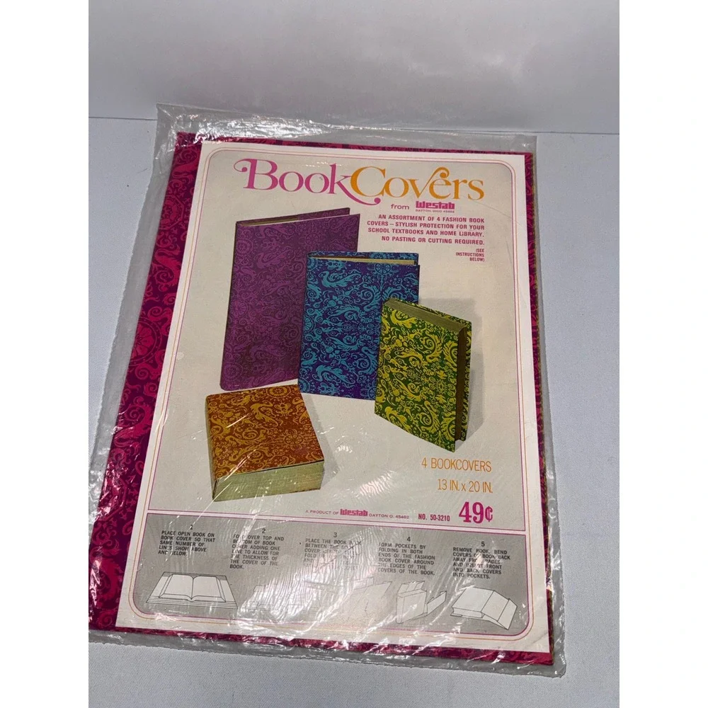 Vintage Westab Fashion Book Covers 4 Pack Retro Damask Paisley 13x20 50-3210